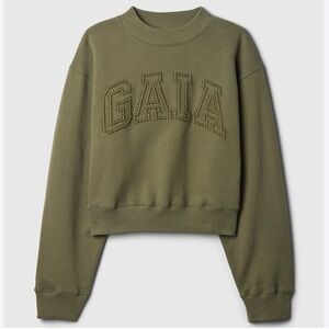 Gap x Cult Gaia cropped logo green sweatshirt sz S NWT